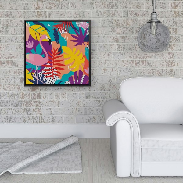 Warren Reed Tropical Flamingoes Framed Canvas