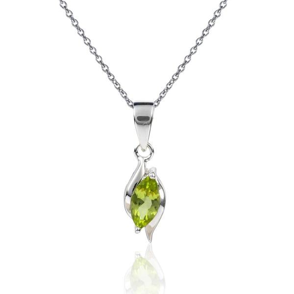 namana 925 Sterling Silver Peridot Marquise Pendant Necklace