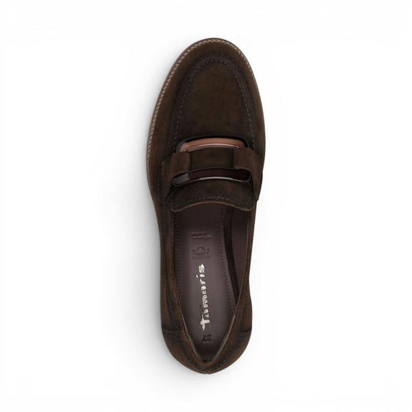 Tamaris Women's Brown Suede Leather Loafer Casual Shoes - 24722-43