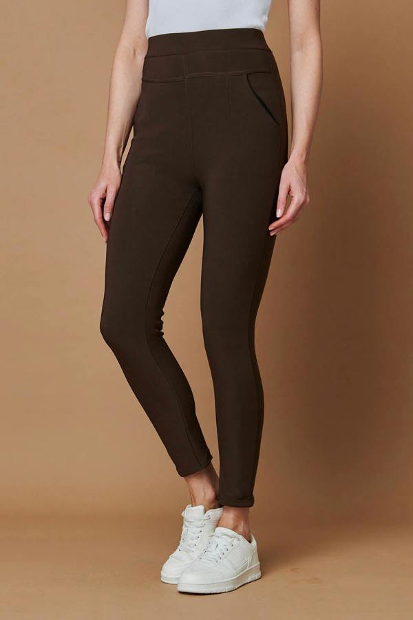 Chocolate | High Waist Fleece Lined Leggings