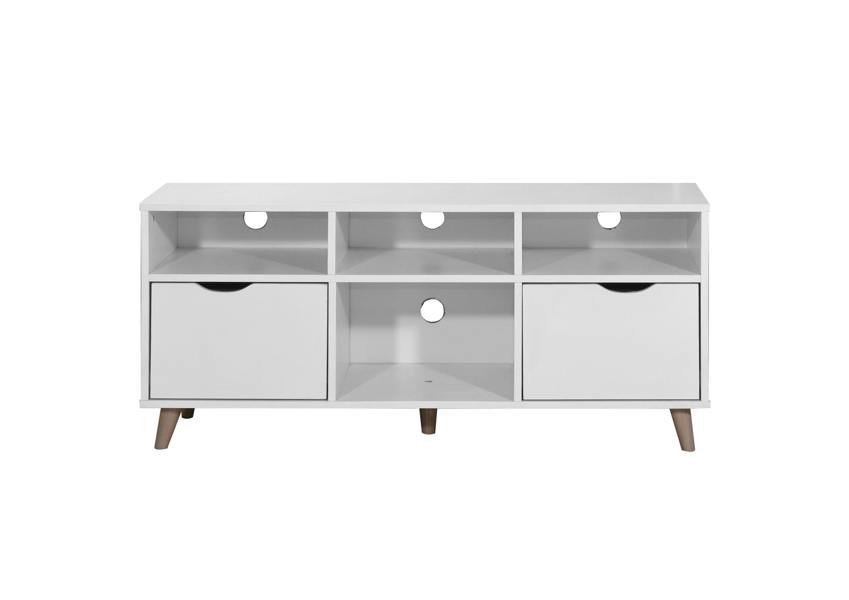 Timber Art Design Pulford Scandi TV Unit Stand Cabinet 2 Drawer + Shelf White Media Cabinet