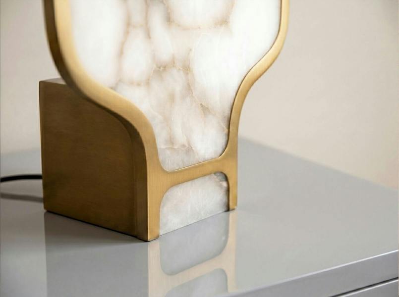 Angel Cerdá Table lamp in natural Alabaster stone and polished gold steel 8118