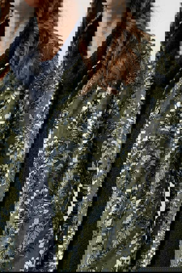 Lily & Me Ash Cotton Cord Floral Print Jacket Moss