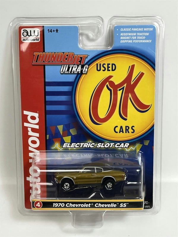 Auto World Slot Cars 1970 Chevrolet Chevelle SS Gold Thunderjet Ultra G HO Slot Car SC377-4