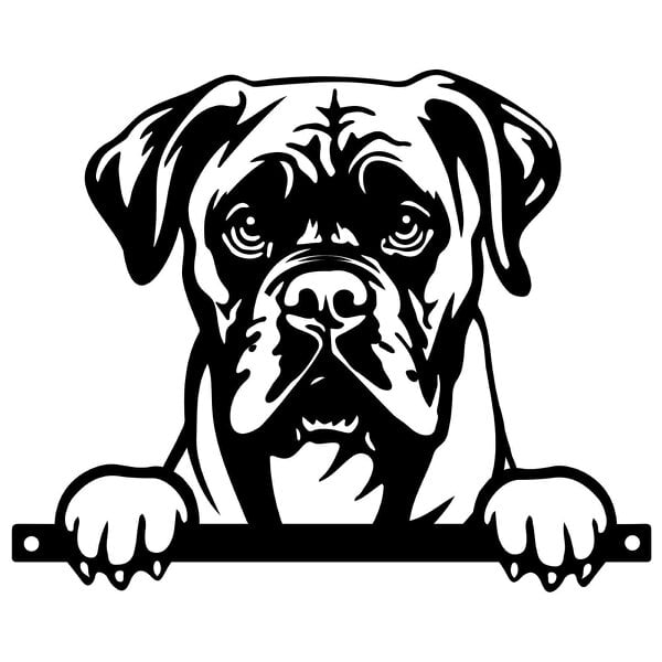 EDH Door Hardware Metal Boxer Peeking Dog Silhouette – 26cm x 32cm | Durable Outdoor & Indoor Wall Art for Garden, Fence, or Home Décor