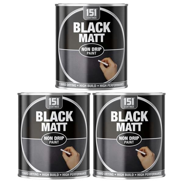 151 3X Matt Black Non-Drip Paint 300ml