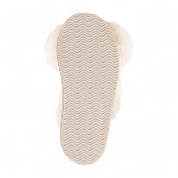 Infinity Leather Women's Sheepskin Slippers Beige Warm Winter Fur Crossover - Snowbelle