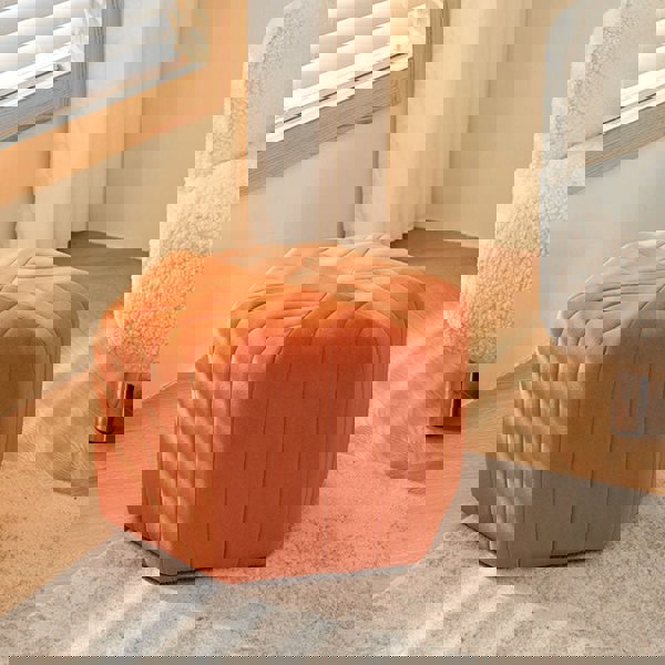 Della Footstool, Velvet-Rit Concept-Orange-Rit Concept