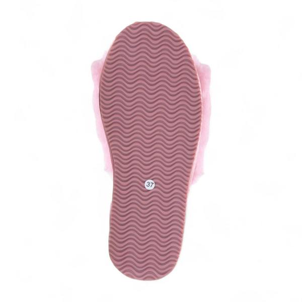 Infinity Leather Women's Sheepskin Slippers Pink Warm Winter Fur Sliders - Nordic