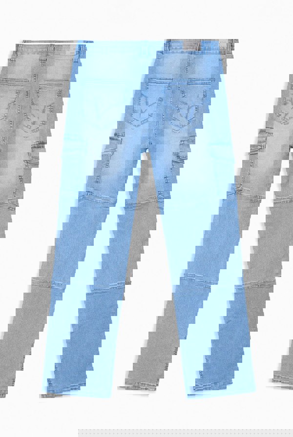 ENORSIA Light Blue Relaxed Utility Side Slit Jeans