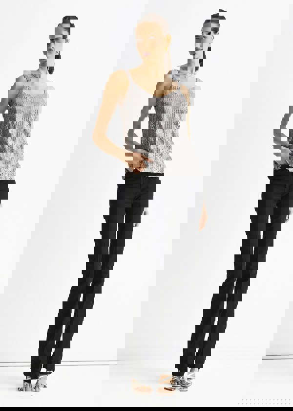 Gini London Silver Sequin V Neck Cami Top