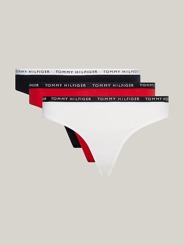 Tommy Hilfiger THONG 3 Pack Womens White/Desert Sky/Primary Red