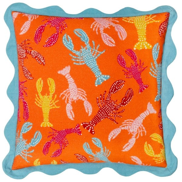 Furn Scalloped Crustaceans Cushion Cover - Orange/Aqua