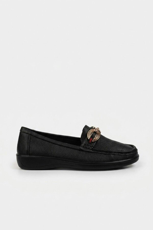 ikrush Ffion Gold Buckle Textured Loafers
