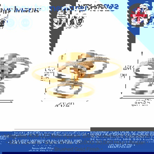 Modern Designer Brushed Gold LED Ceiling Light with Crystal Effect Acrylic Image 5