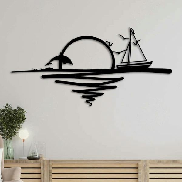Decortie Sunrise Minimalist Metal Wall Art Decor 75x37