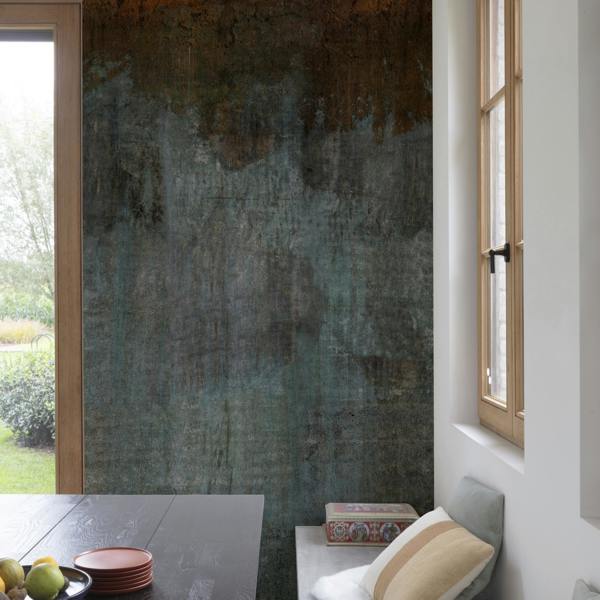 Grandeco Rustic Aged Copper Metal Verdigris Patina 3 lane repeatable Textured Mural, 1.59 x 2.8m