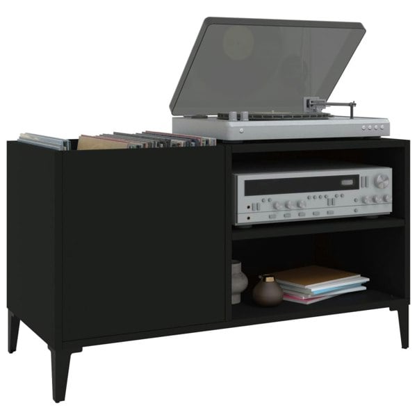 Berkfield Record Cabinet Black 84.5x38x48 cm Engineered Wood