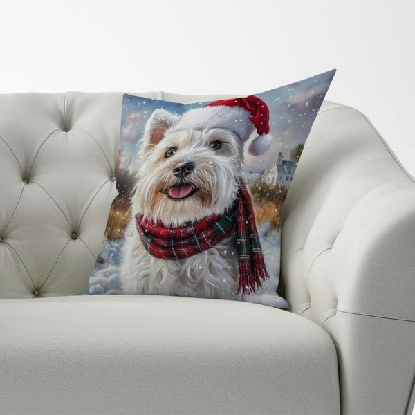 Warren Reed Christmas West Highland Terrier Cushion