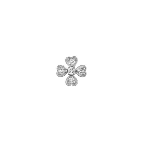 Spero London Fine 14k Solid Gold Diamond Clover Single Earring