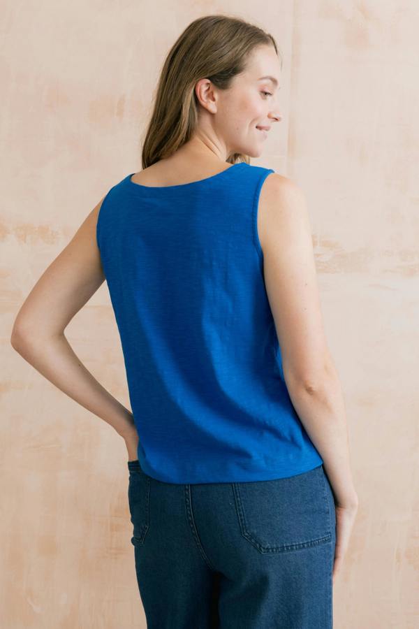 Lily & Me Pier Organic Cotton Jersey Button Vest Cobalt