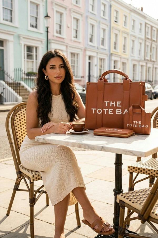 Sophia Tote Bag Set - Brown