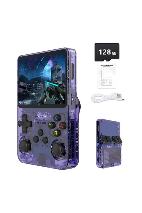 Dyzi R36S Retro Handheld Game Console 128GB 3.5 Inch IPS Purple