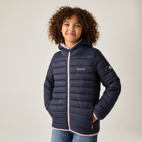 Regatta Kids Marizion Hooded Padded Jacket - Navy/Powder Lilac