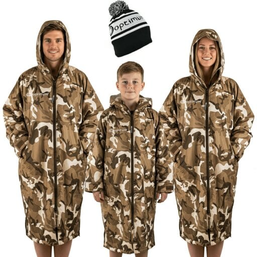 Optimum Drywrap Long Sleeve Changing Robe | Waterproof, Fleece-Lined - Sand Camo