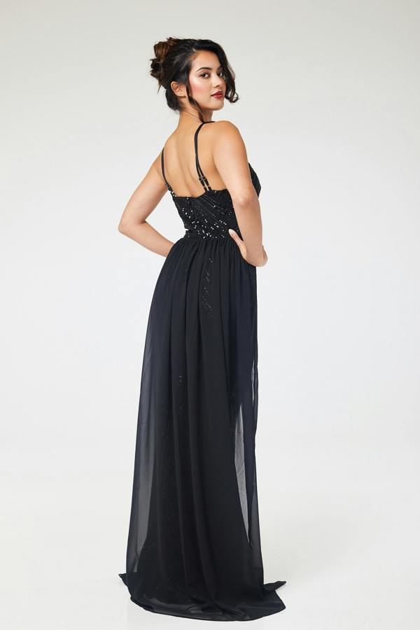 LuvForever Shia - Black Sequin Maxi Dress