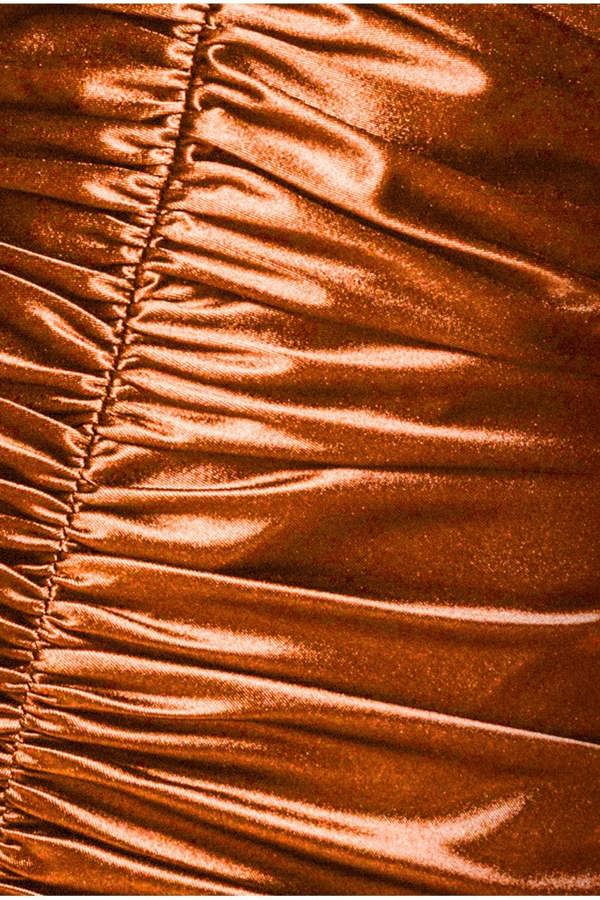 Multi-Tied Satin Gathered Ring Maxi Dress - Bronze DR4417