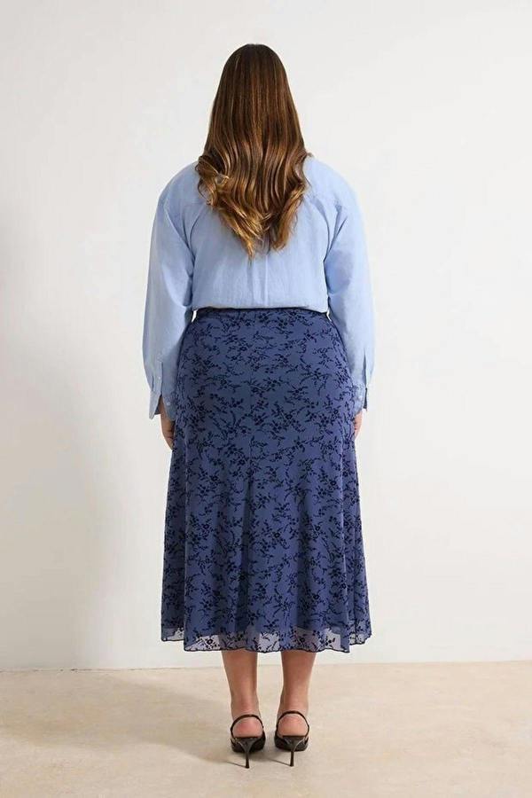 WOVCOR Flocked Knitted Plus Size Skirt
