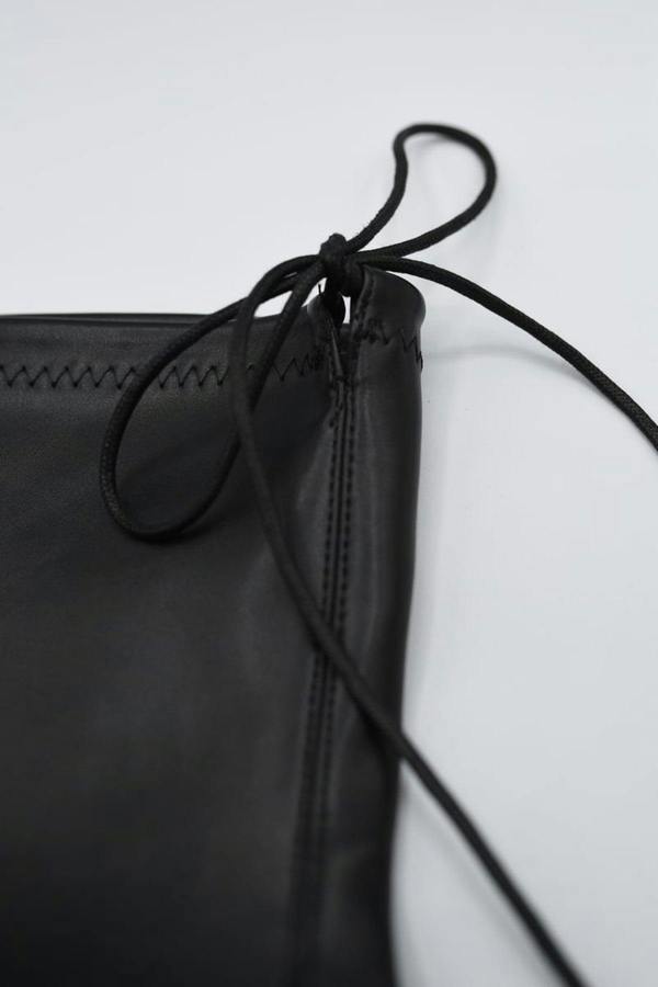 Abbey Tie Detail Low Heel Knee High Boots - Black