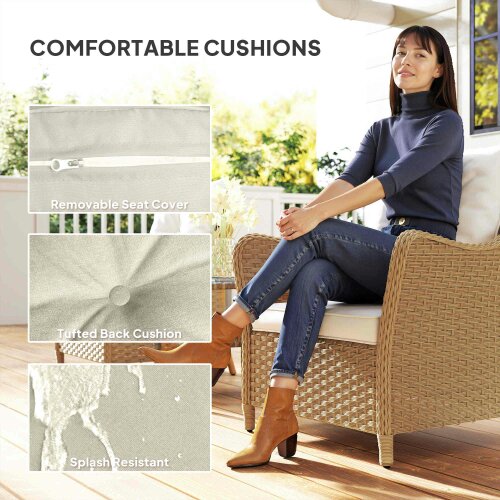 Wyld Haus Rera Rattan Beige Set Of 2 Outdoor Armchairs With Cushions Armrests And High Back