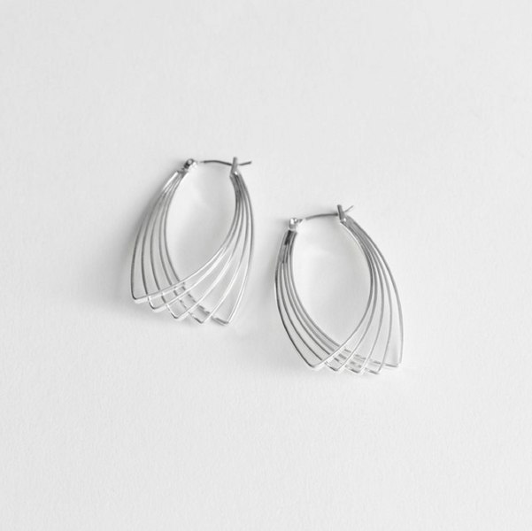 Otis Jaxon Jewellery Multi Wire Pointed Sterling Silver Hoop Earrings in Silver, Gold & Rose Gold