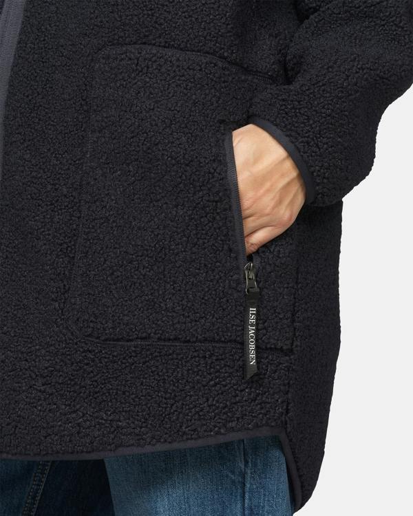 Ilse Jacobsen Bonded Pile Womens Hooded Jacket - Dark Indigo 660