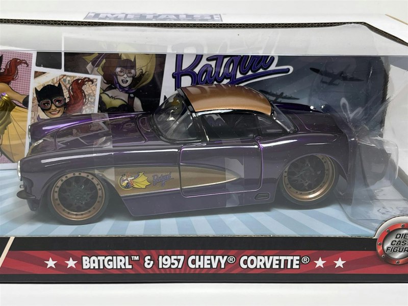 Jada Batgirl Figure and 1957 Chevy Corvette Purple 1:24 Scale Jada 253255007