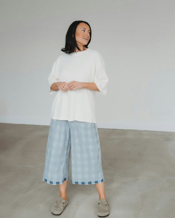 Judy Multicolour Marine Check Print Reversible Crop Trousers- image 6