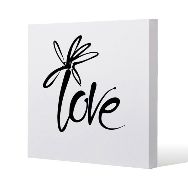 Benjamin Tate Design Love Type Slim Style Canvas Print  20x20cm , 15mm Slim Real wood.