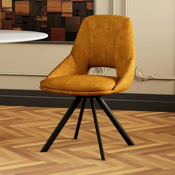 IH Design Mustard Velvet Swivel Dining Chair (Set of 2)