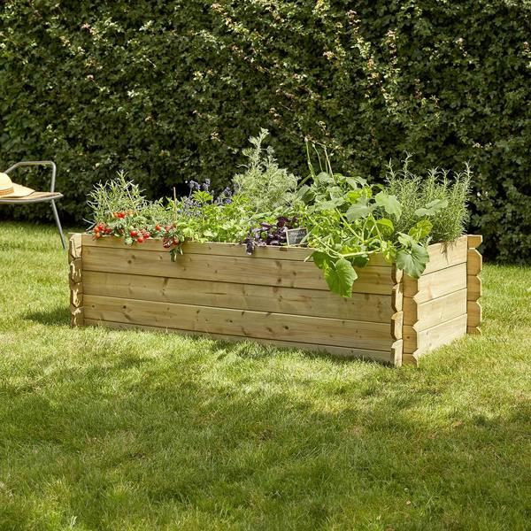 Cerland Basil Wooden Raised Bed 1.4m x 0.6m Pressure Treated Vegetable Growing Bed