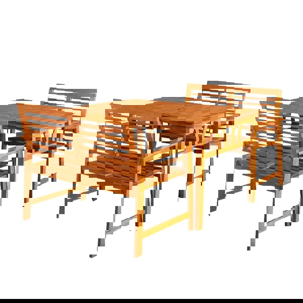 Samuel Alexander Outdoor 4 Person Rectangular Wooden Garden Table, 2 Benches Furniture Set