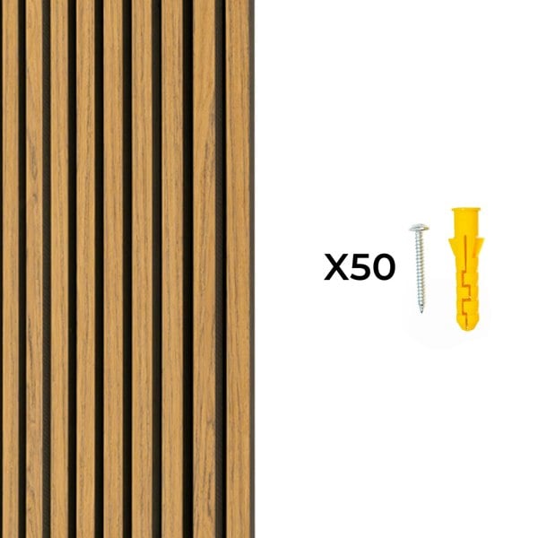 Monstershop Acoustic Slat Wall Panels x 2 - Oak