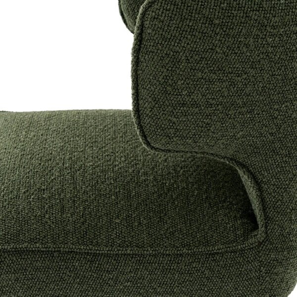Wyld Haus Mirmande Mid Century Upholstered Curved Green Dining Chair with Wooden Legs
