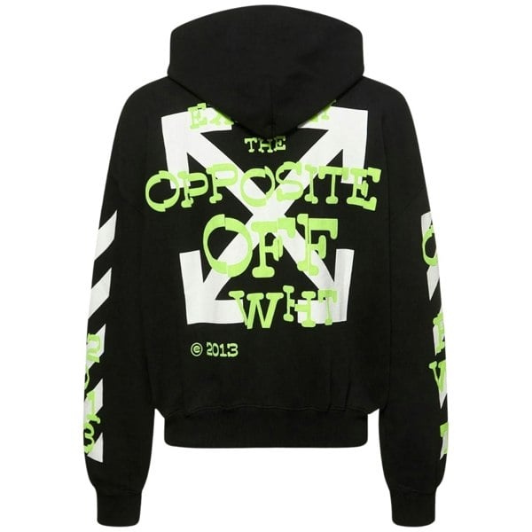 Off-White Opposite Arrow Design Boxy Fit Oversized Hoodie - Black