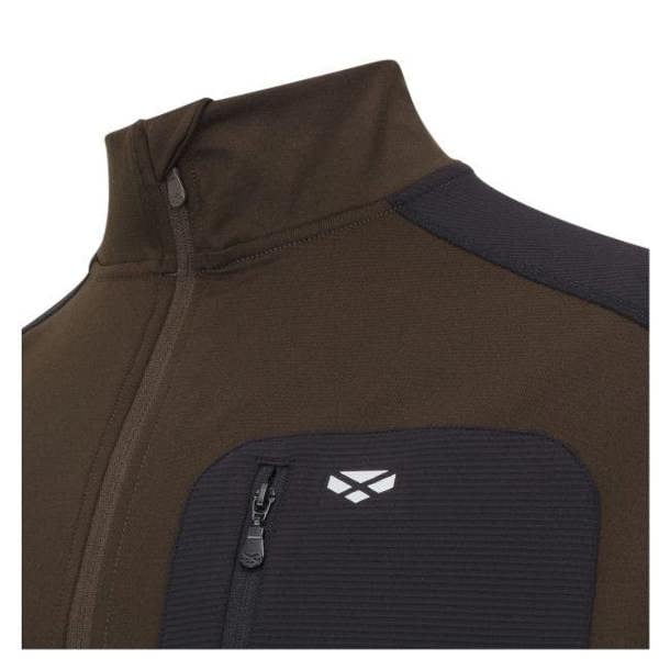 Hoggs of Fife Barra Active Zip Top chest detail showing quarter zip neck, contrast panel and zipped chest pocket