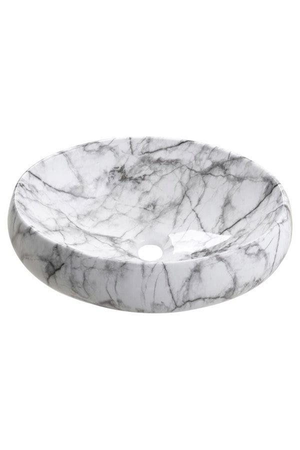 Living and Home Modern Oval Marble Bathroom Vessel Sink