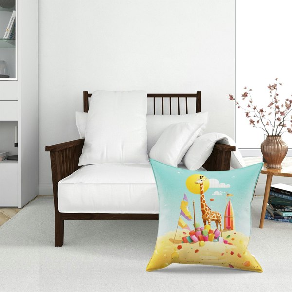 Warren Reed A Giraffe On A Beach Holiday Floor Cushion