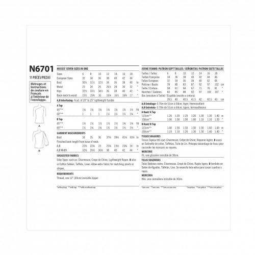 New Look Sewing Pattern 6701, Tops for Women, A (6-8-10-12-14-16-18) - Easy