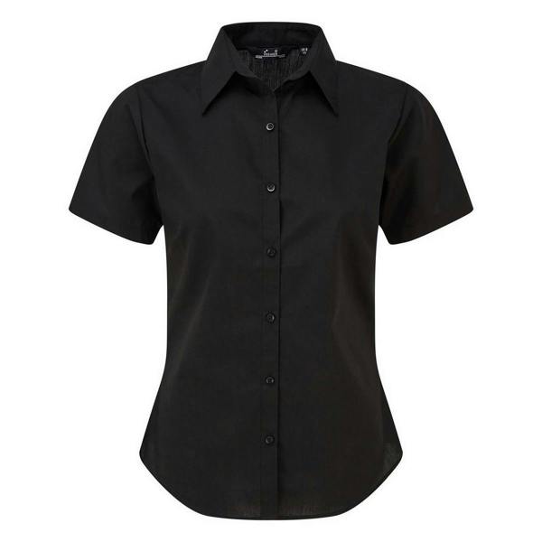 Premier Short Sleeve Poplin Blouse / Plain Work Shirt - Black